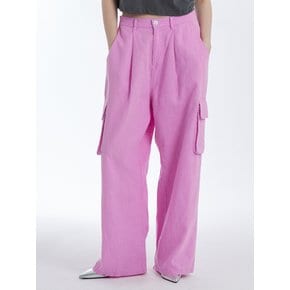 와이드핏 린넨 카고팬츠 핑크_Wide Linen Cago Pants Pink