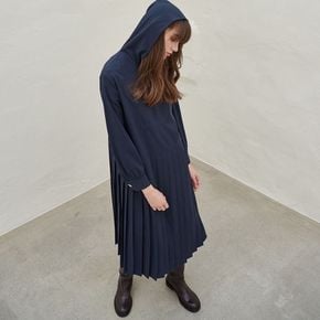 HOODY PLEATS DRESS_NAVY