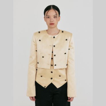 EENK ZROEL Flower Cropped Jacket - Yellow