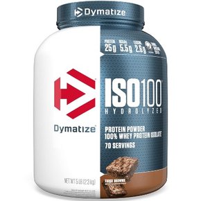 Dymatize ISO100 가수분해 유청 단백질 파우더 - 퍼지 브라우니 - 5 LB 프로틴