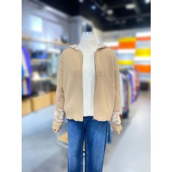 [여주점] 자카드 니트후드 집업가디건 (BAKC60361)