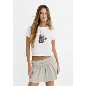 5115339 Stradivarius PLACEMENT - Print T-shirt black