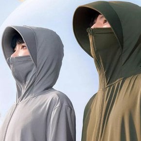 자외선차단 아이스 집업 후드 점퍼 남녀공용 여름 햇빛차단 냉감 긴팔 얇은 모자 잠바