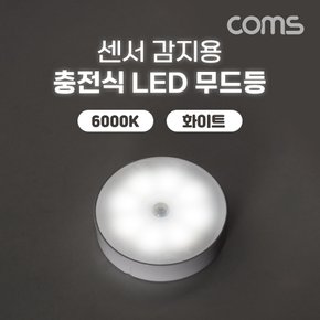 모션센서 감지 충전식 LED 무드등 White BD215