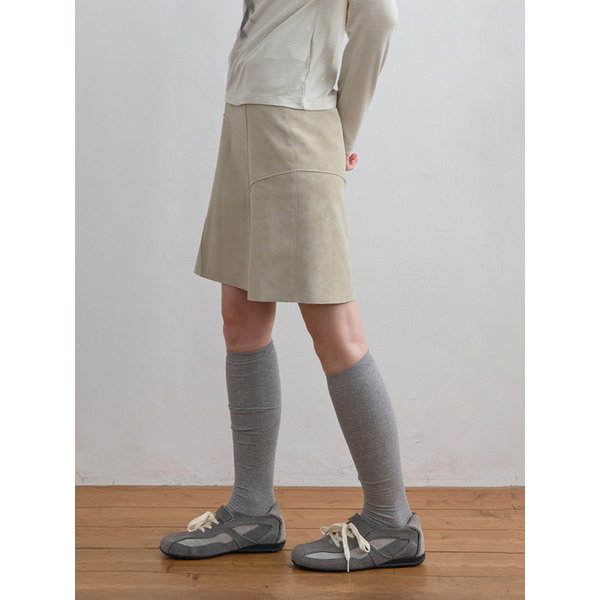 Suede Panel Skirt Taupe