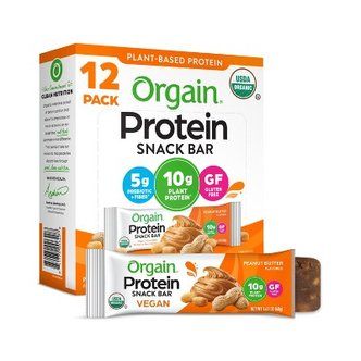 보드엠 Orgain 유기농 비건 단백질 바 - 땅콩 버터 - 12ct 프로틴