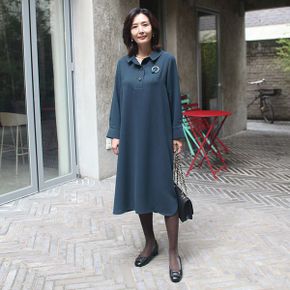 N2698 엔틱버튼 정장 카라원피스 60대 엄마옷_P374249000