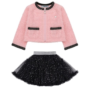 여아가을상하세트 핑크 부클 자켓/샤 스커트 Q64DAK032/Q64DSS012