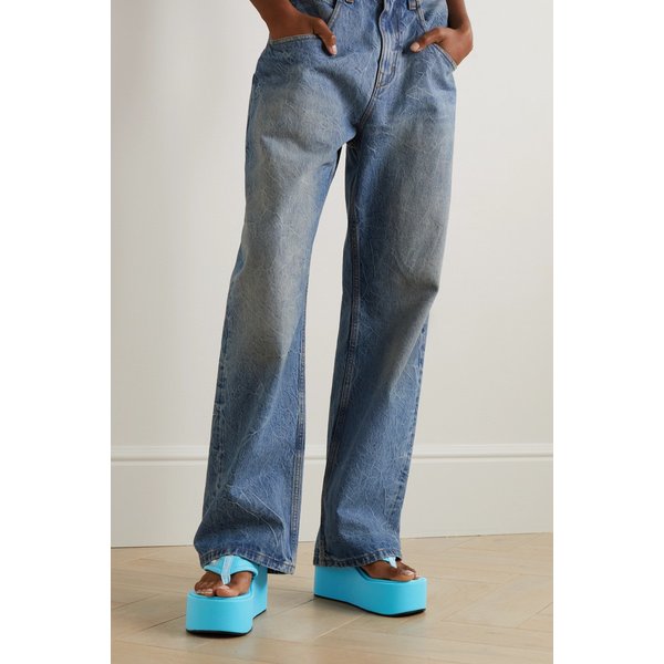 Webbing Wedge Flip Flops 블루 1647597285518293