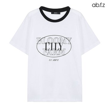 ab.f.z [ab.f.z/신상] 레터링 네크라인 배색 반팔 티셔츠 (AFZ5MK47A)