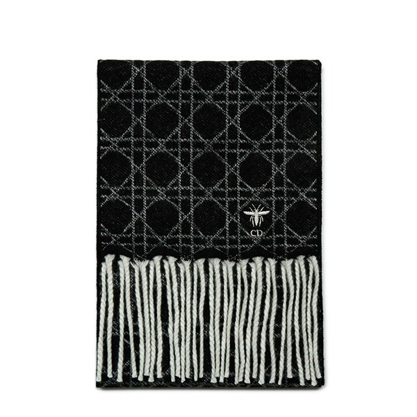 [부산점] 디올 25FW 블랙 화이트 까나쥬 캐시미어 머플러 55CAN204I062 900