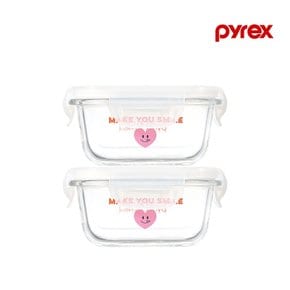 노티드2 4면 밀폐용기 정사각 310ml 2P