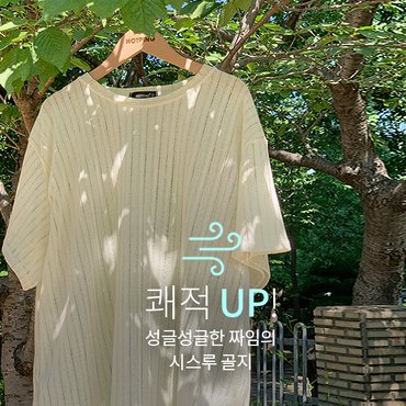 핫핑 쾌적한하루 시스루골지반팔티셔츠 H_TS3571