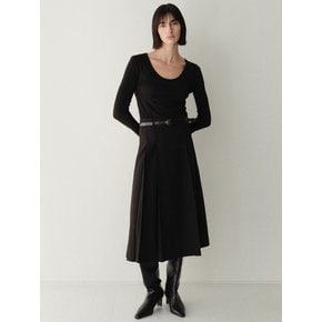 side pleated skirt_black