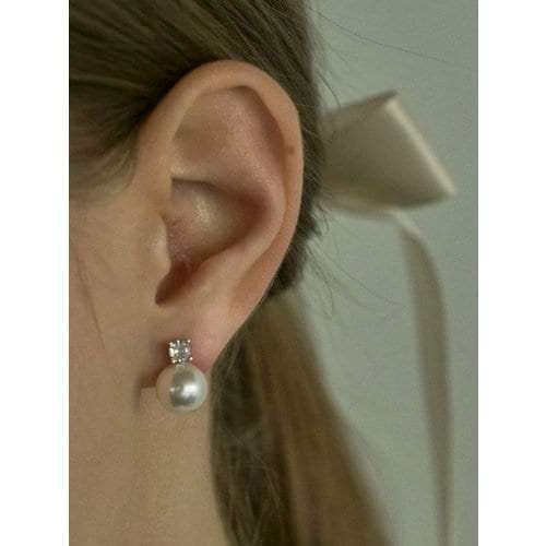 SWAL PEARL CZ STUD EARRING 0023