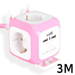 캠핑릴선 에어큐브 콘센트 4구 USB 3M 핑크 이지콕 (WEB14A8)