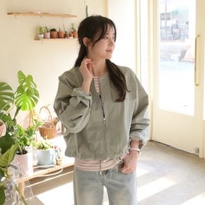 원마일 여성 루즈핏 라운드넥 노카라 바람막이 집업 점퍼 봄 가을 간절기