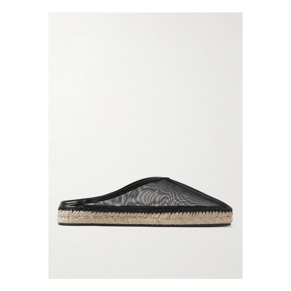 가죽 트리밍 메시 에스파드리유 뮬 블랙 1647597338743054