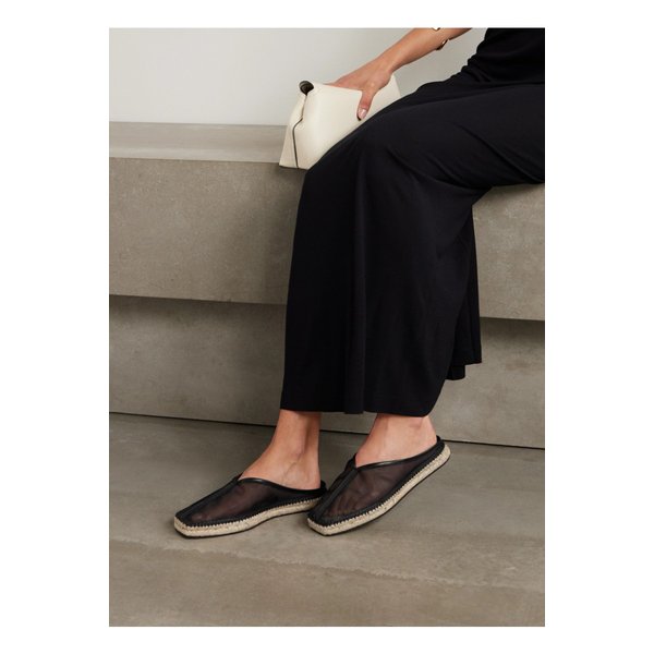 가죽 트리밍 메시 에스파드리유 뮬 블랙 1647597338743054