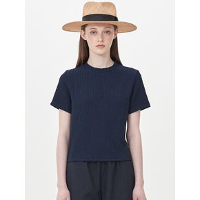 crinkle crop T-shirt_navy