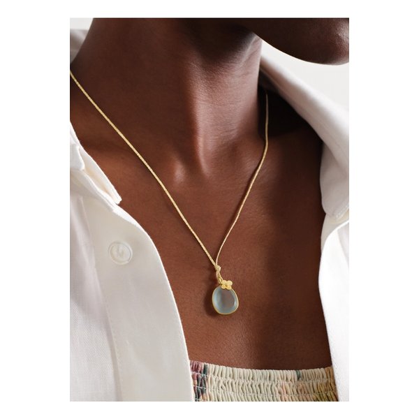 피파 스몰 18k 골드 코드 아쿠아마린 네크리스 블루 1647597336207102