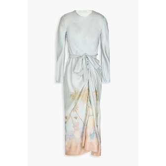 짐머만 Draped printed silk midi dress 블루 1647597358982298