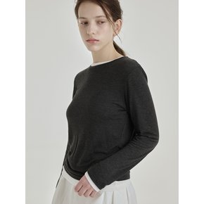 ROUND TENCEL LAYERED T-SHIRT SET [CHARCOAL]