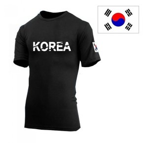 쿨론 코리아 KOREA 검정 반팔 운동 티셔츠