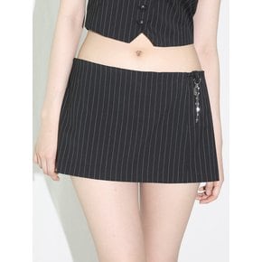 Pinstripe Skirt with Shorts -BLACK