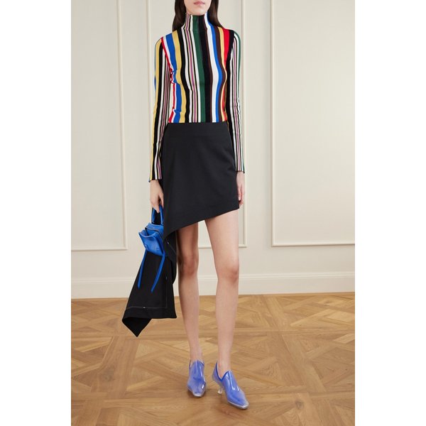 스트라이프 리브 니트 하프 집업 터틀넥 탑 46376663163050444