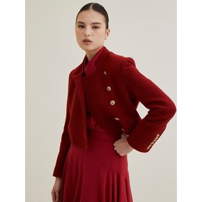 Wool Cropped Tweed Jacket- Red