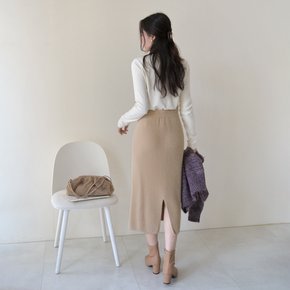 포슬린 포근한 H라인 퍼 니트 스커트 뒷트임 겨울 슬림 롱치마