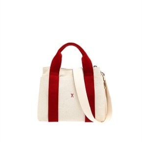 Stacey Daytrip Tote Canvas S Ivory_Red