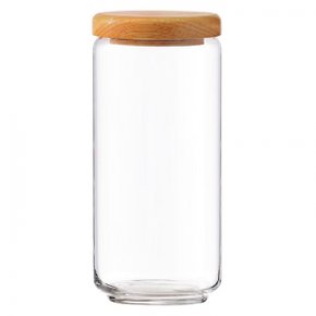 오션글라스 팝자 유리밀폐용기(wooden lid) 1000ml/유리투명용기/canister/ocean glass/B02536