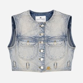 꾸레쥬 숏 청 데님 베스트 DENIM 124DBL153DE00167011