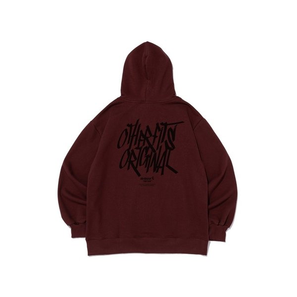 [기모/NO기모] 스트릿 로고 후드티셔츠 (버건디)