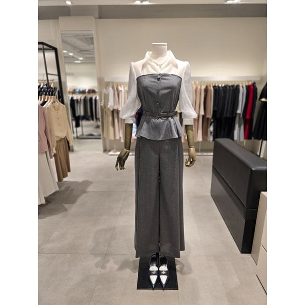 [파주점] 세트 배색 블라우스 + 턱 와이드 팬츠 JS5B0BL743,JS5B0SL743