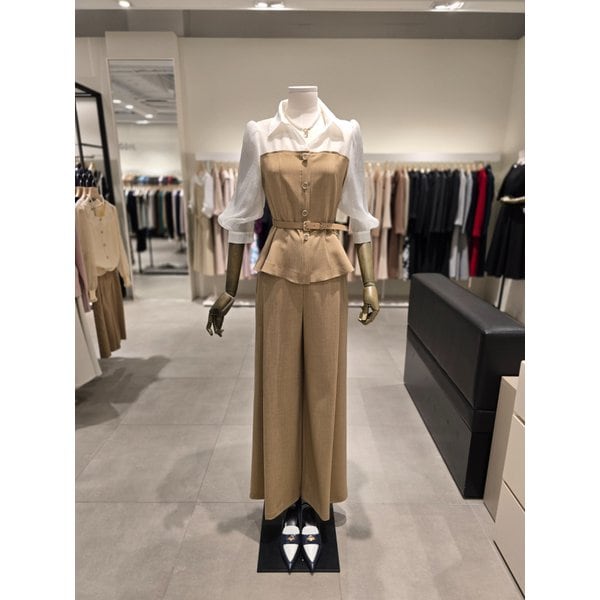 [파주점] 세트 배색 블라우스 + 턱 와이드 팬츠 JS5B0BL743,JS5B0SL743