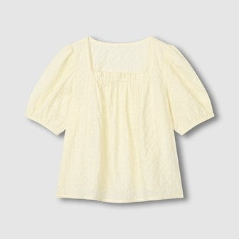 JAJU 여 아일렛 시어 반팔 파자마 셔츠 J206201065025