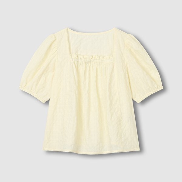 여 아일렛 시어 반팔 파자마 셔츠 J206201065025