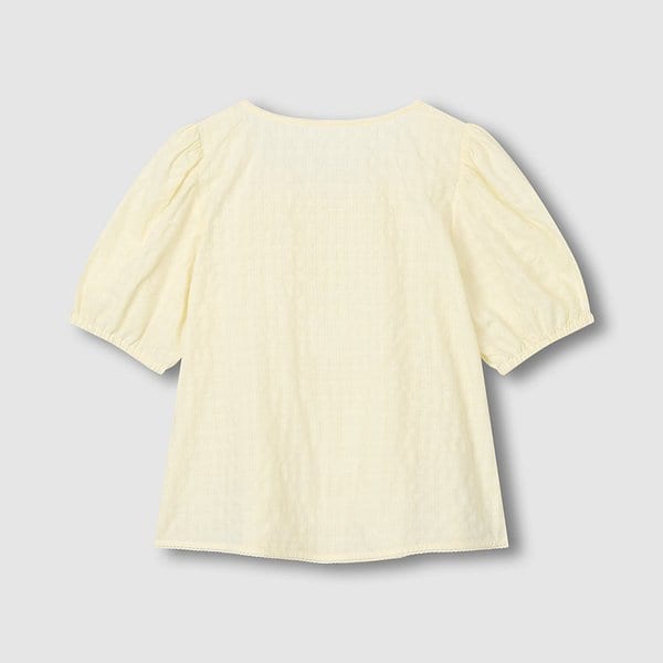 여 아일렛 시어 반팔 파자마 셔츠 J206201065025