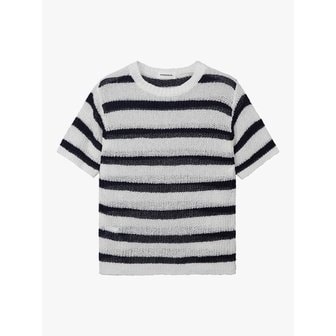 에스티피크니커 니트_쿨 스트라이프 풀오버_화이트