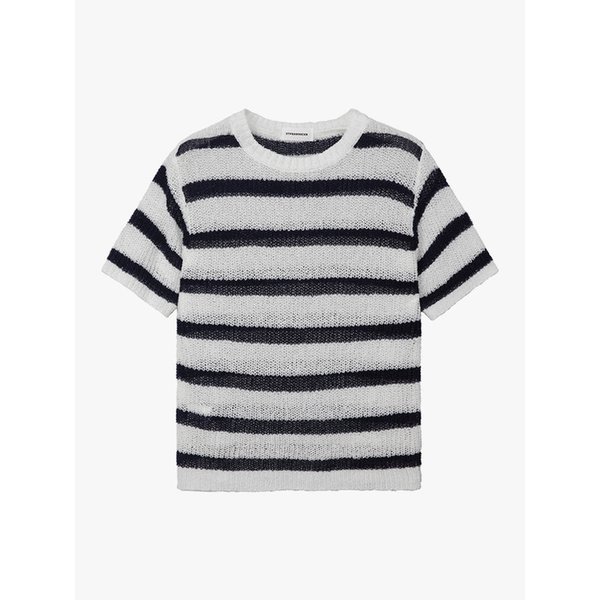 니트_쿨 스트라이프 풀오버_화이트