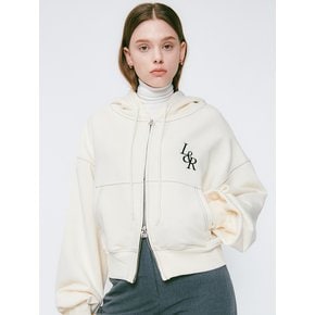 Lossy Big Logo Crop Hood Zip-up  Cream