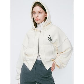 Lossy Big Logo Crop Hood Zip-up  Cream