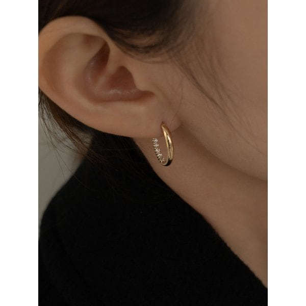 14k back line cubic one touch earrings (1pair)