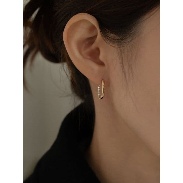 14k back line cubic one touch earrings (1pair)