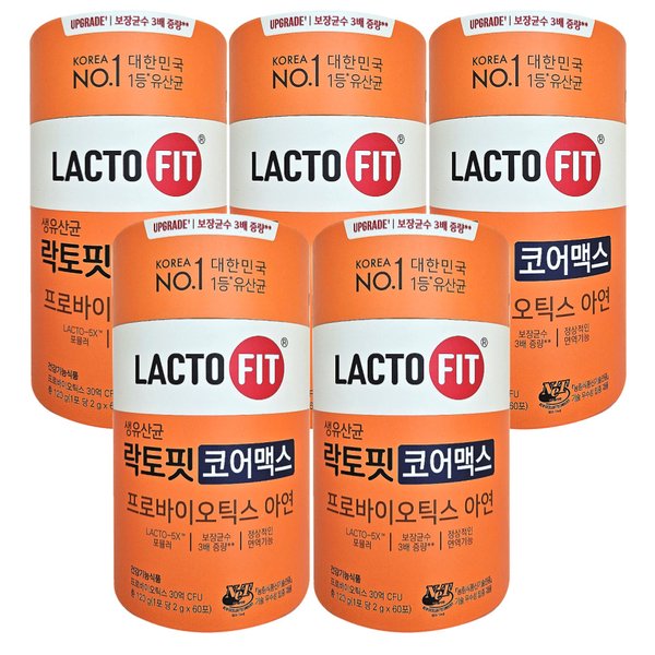 락토핏 코어맥스 유산균 2 g x 60포 5통