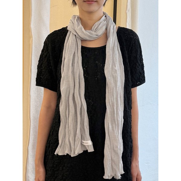 Wave Crinkled Long Scarf (light grey)