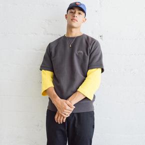 스투시 STOCK RAGLAN S/SL CREW-L.BLK